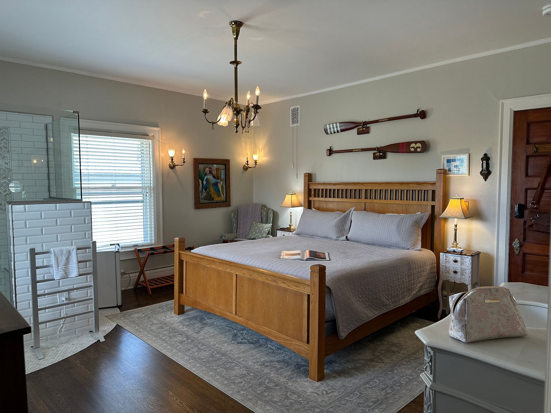 There is a large bed in the middle of the room.