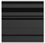 A black square with three black stripes on a white background.