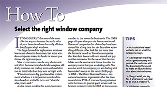 A newspaper article about how to select the right window company