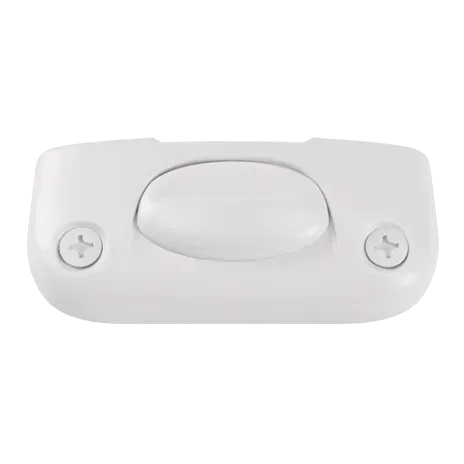 A white switch with two screws on it on a white background.