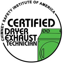 A logo for a certified dryer exhaust technician