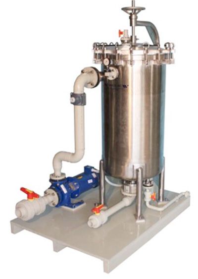 a model of a Stainless Steel treatment system and a pump .