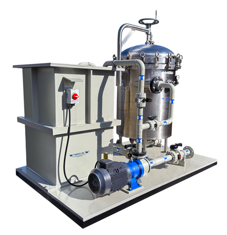 a model of a Stainless Steel treatment system and a pump .