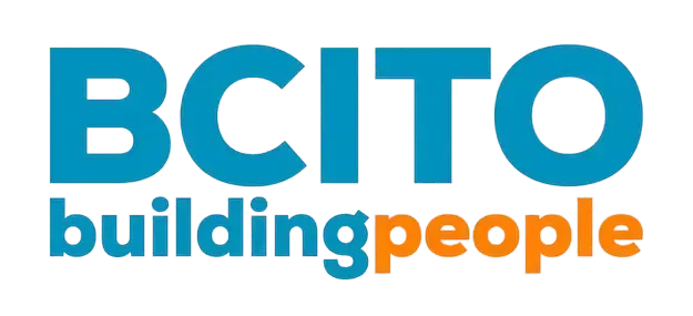 A blue and orange logo for bcito building people