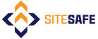 A blue and orange logo for a company called sitesafe.