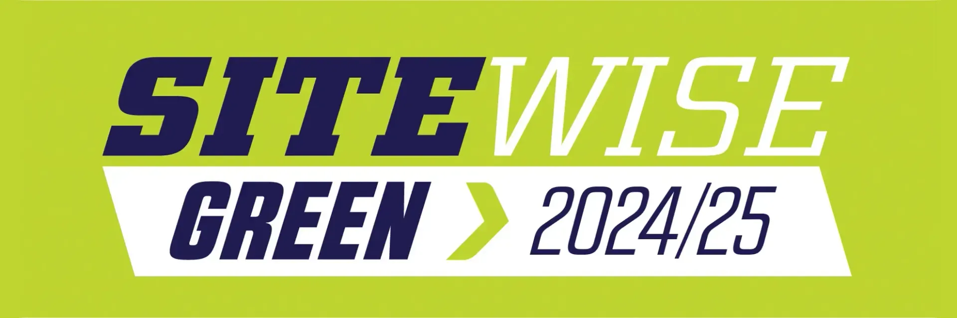 A green and white logo for sitewise green 2024/25
