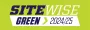 A green and white logo for sitewise green 2024/25