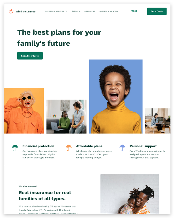 a screenshot of a website that says `` the best plans for your family 's future '' .