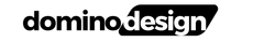 A black and white logo for domino design