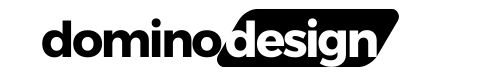 A black and white logo for domino design