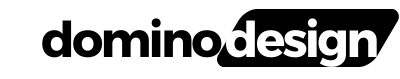 A black and white logo for domino design