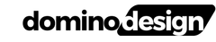 A black and white logo for domino design
