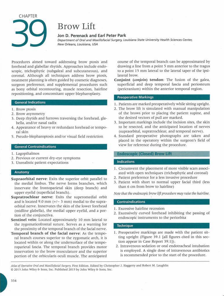 Page from medical textbook: Chapter 39 on Breast Lift, content including bullet points and sections.