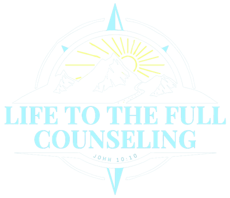 Logo with compass, mountains, sun, and text: