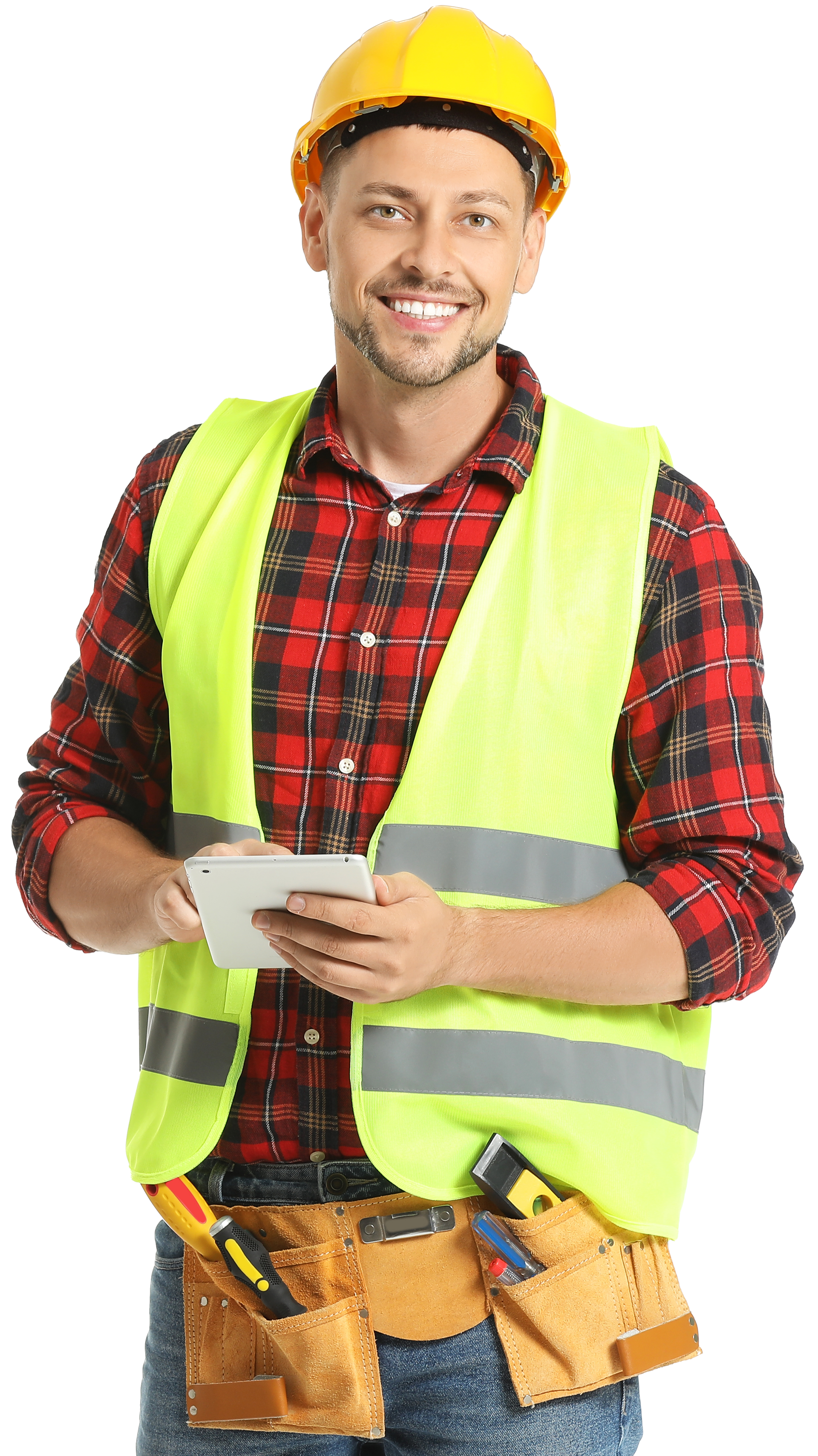 Road working holding a list