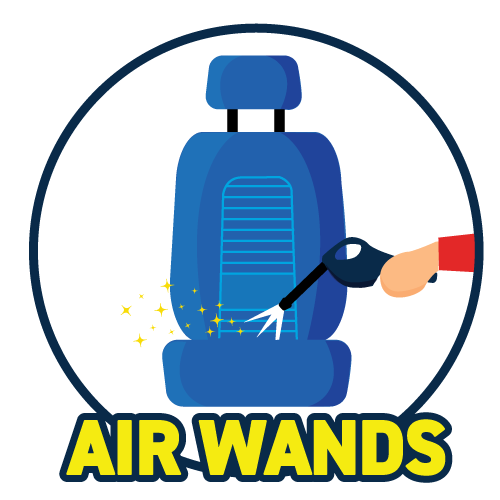 A picture of air wands towels and mat cleaners