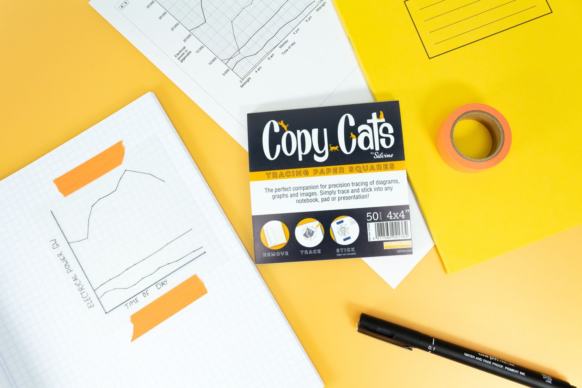 Yellow Tinted To Do List Pad on a purple gingham background with a pen to the side of it.