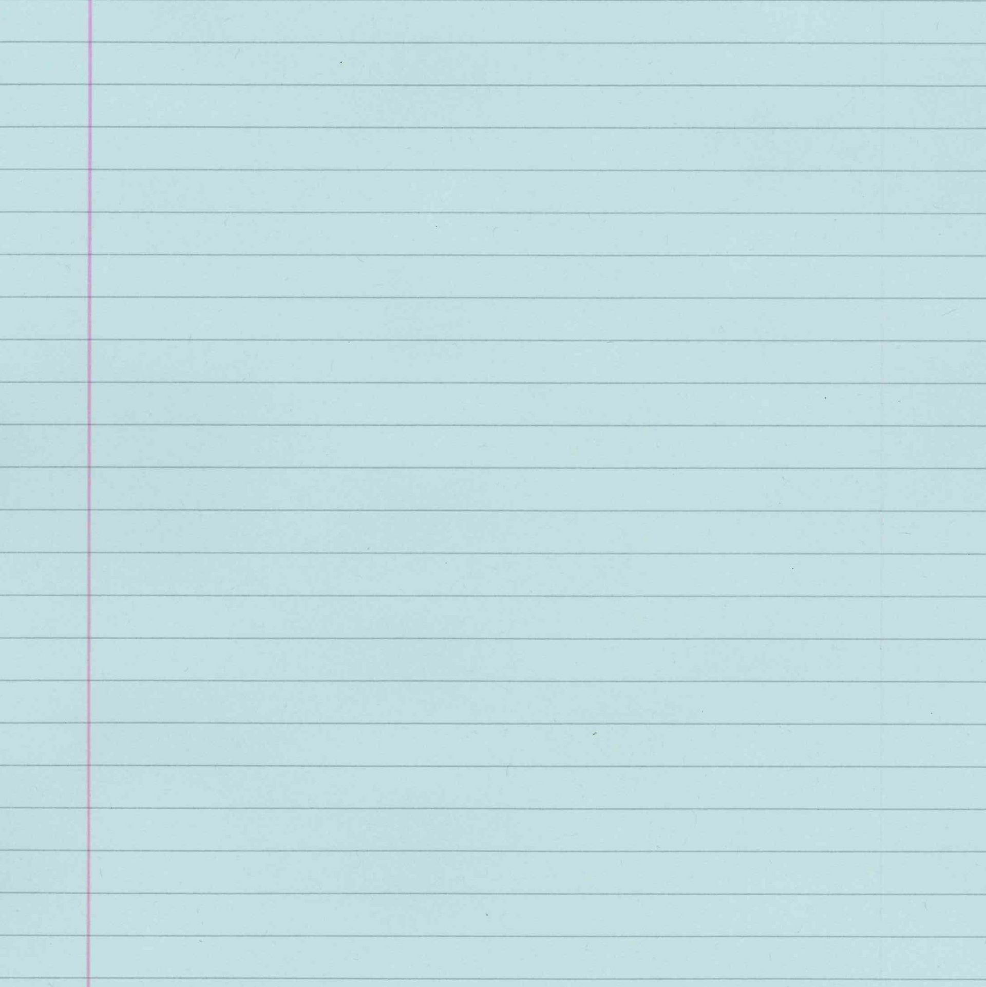 Blue tinted paper, lined with margin.