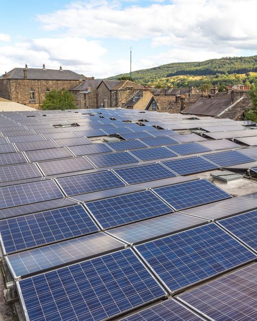 Solar panels that are on the roof of Silvine's factory in Yorkshire.