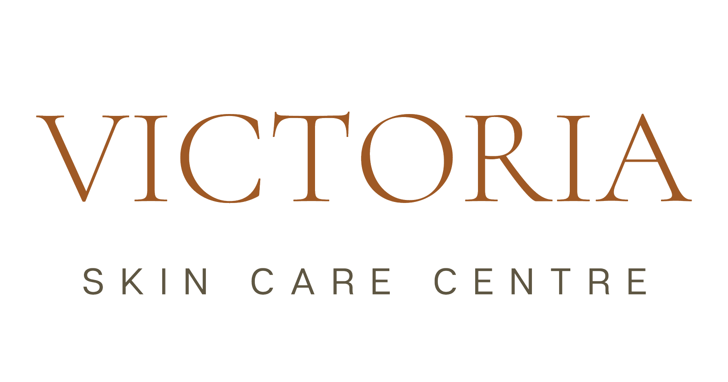 A logo for victoria skin care centre on a white background.