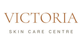 A logo for victoria skin care centre on a white background.