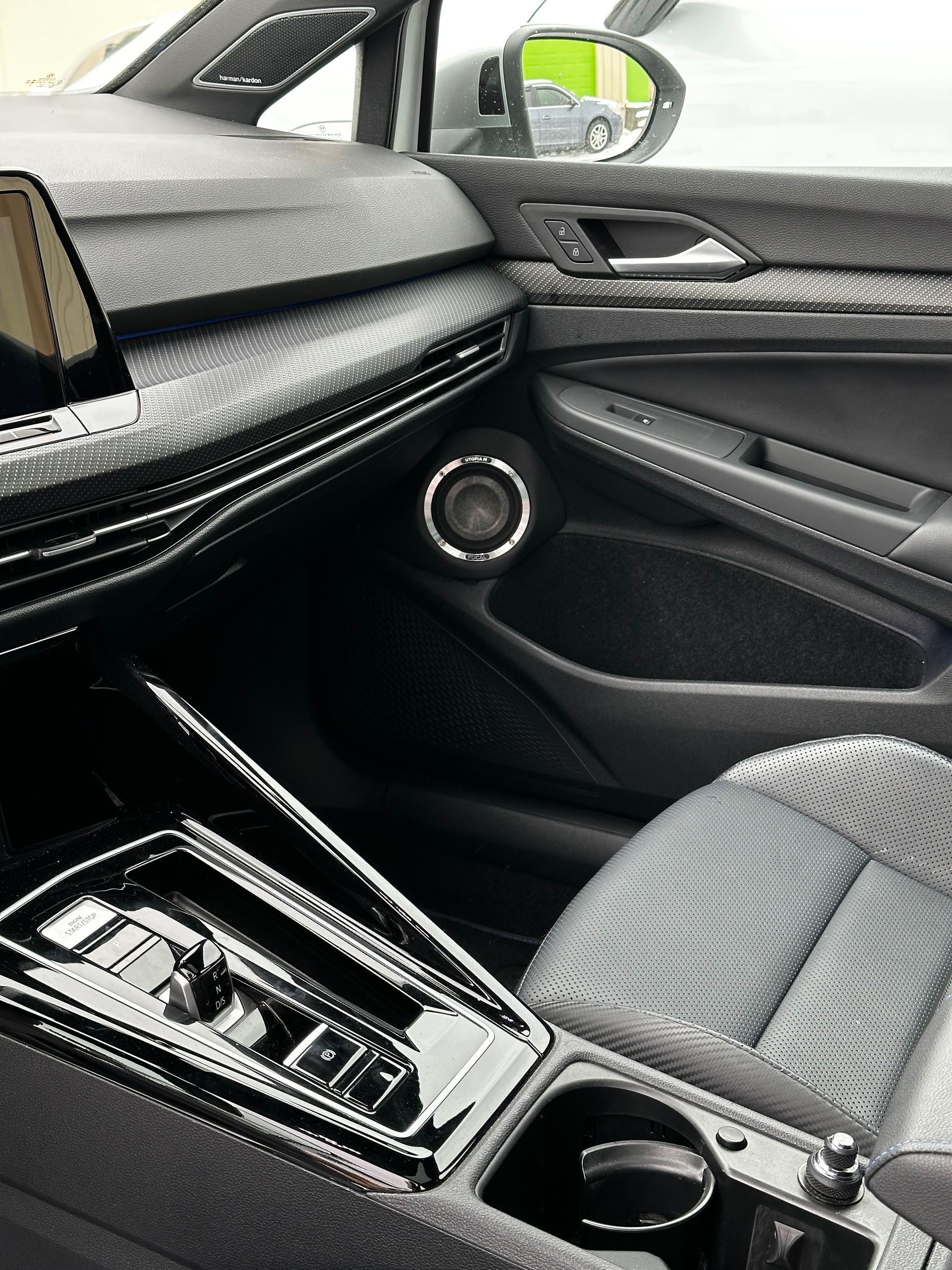 A car door with a red light on it