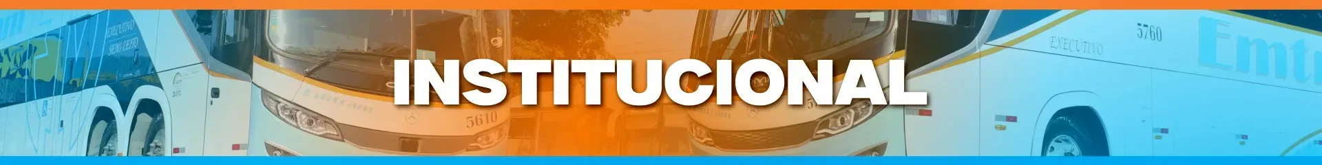 Uma faixa azul e laranja com o texto institucional