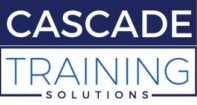 Logo for Cascade Training Solutions, white text on a blue background. 