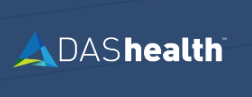 DAShealth logo with blue, green, and white elements on a dark blue background.