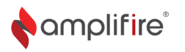 Logo for Amplifire with a stylized red flame and the company name in gray.