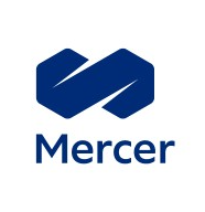 Mercer logo: Blue geometric shape with the name 