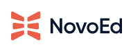 NovoEd logo: Orange abstract design next to the text 