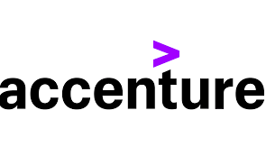 Accenture logo: Black text with a purple arrow symbol above the 