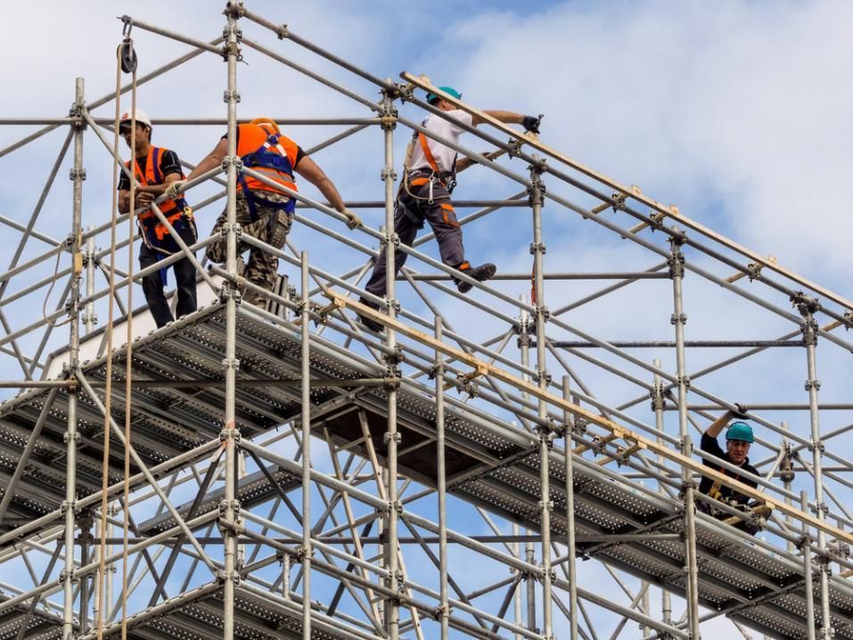 A Scaffolding Structure with Workers — Lennox Head Scaffolding in Kinvara, NSW