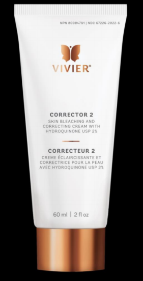 A tube of vivier corrector 2 on a black background