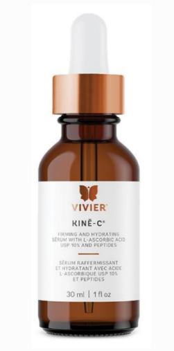 A bottle of vivier kine c serum with a dropper