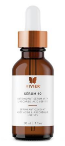 A bottle of vivier serum 10 with a dropper