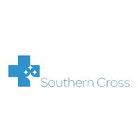 The logo for southern cross is a blue cross with diamonds on it.