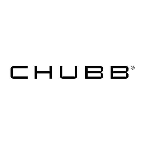 A black and white logo for chubb on a white background.
