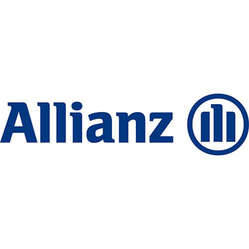 The allianz logo is blue and white on a white background.