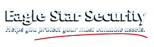 The logo for eagle star security shows an eagle and a star.