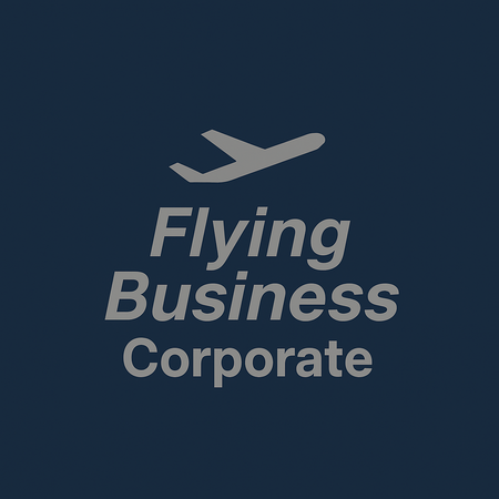 Gray airplane icon above text 