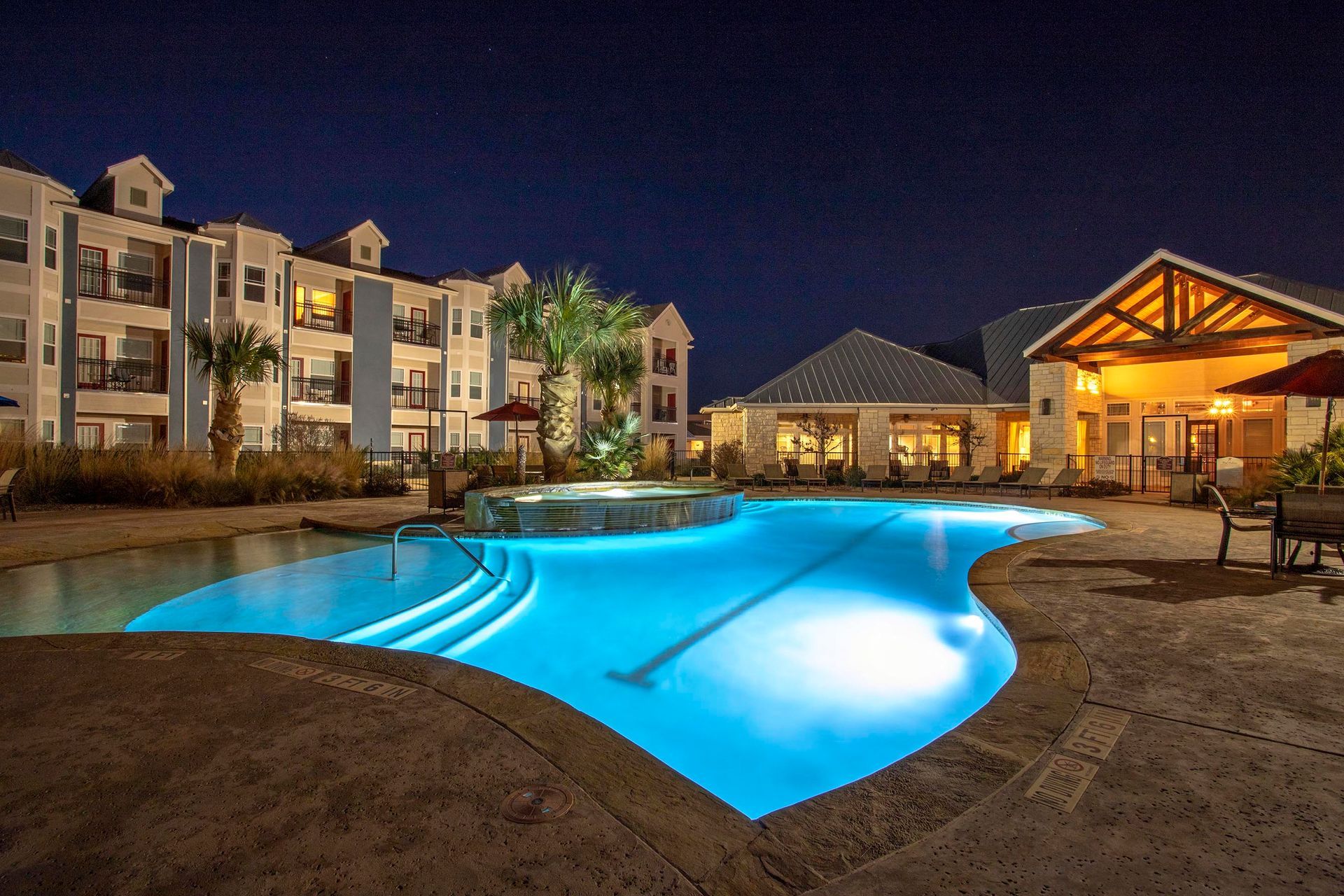 Pool in Night at Residence at Midland, Midland, TX, 79706