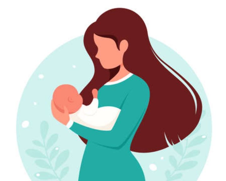 illustrazione di una mamma mentre allatta il proprio bambino