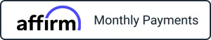 Affirm logo with “Monthly Payments” text on a white rounded banner