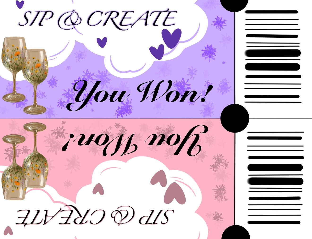 A purple and pink sign that says