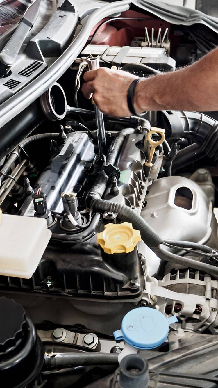 A Man Is Working On The Engine Of A Car With A Wrench — Warrmech Mechanical In Tweed Heads South, NSW