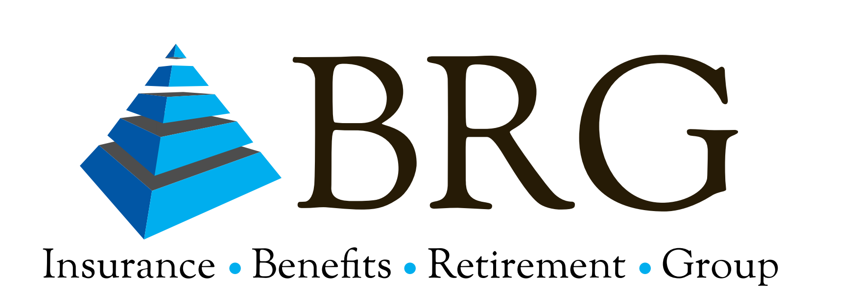Logo of BRG Insurance Benefits Retirement Group, featuring a blue pyramid icon and text.
