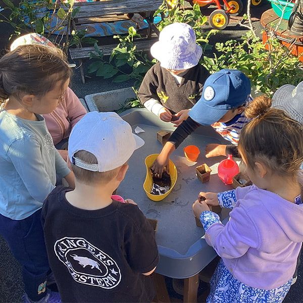 Kids Playing with a Bucket of Mud — Mt Ousley Pre School in Fairy Meadow, NSW 