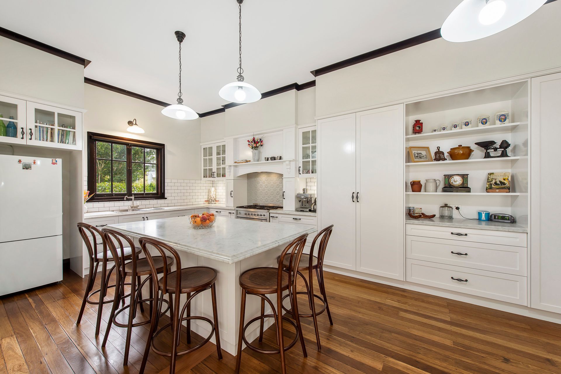 Seamless Kitchen Joinery in White With Contrasting Wooden Surfaces — Plumbe Joinery in Coffs Harbour, NSW